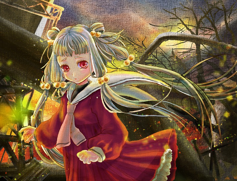 kurosuke, kurotani-tasuke, tianzi, code geass, silver hair, bad id, bad pixiv id, 00s, 1girl, female focus, red eyes, school uniform, serafuku, solo