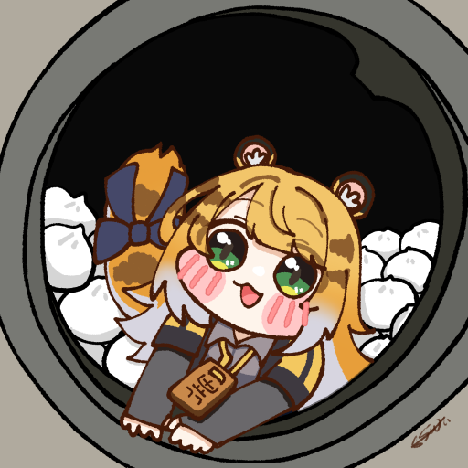 siu (esiu3891), ju fufu, zenless zone zero, 1girl, :3, :d, animal ears, black gloves, black shirt, blonde hair, bow, collared shirt, colored inner hair, elbow gloves, fingerless gloves, food, gloves, green eyes, jacket, looking at viewer, multicolored hair, open mouth, shirt, smile, solo, steamed bun, tail, tail bow, tail ornament, tiger ears, tiger girl, tiger tail, two-tone hair, white hair, yellow jacket