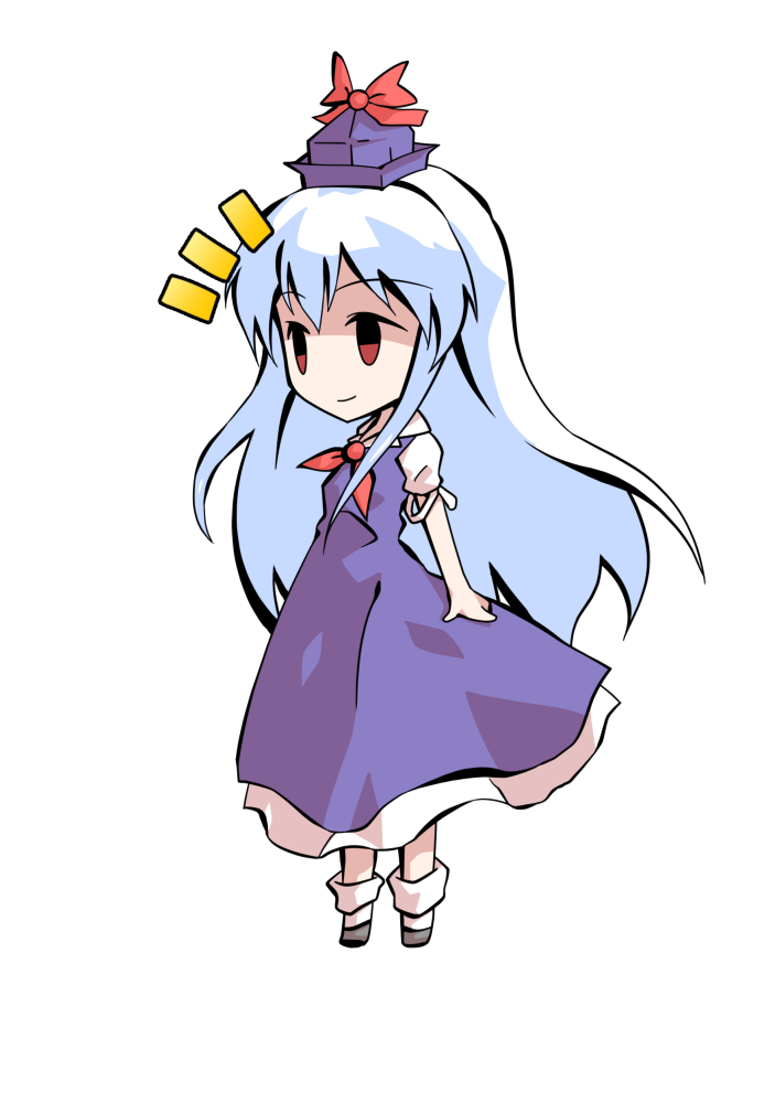dairi, kamishirasawa keine, touhou, commentary request, large variant set, variant set, 1girl, blue dress, blue hair, blue hat, chibi, chibi only, dress, full body, grey shoes, hat, long hair, neckerchief, red neckerchief, shirt, shoes, short sleeves, socks, solo, tachi-e, transparent background, white shirt, white socks