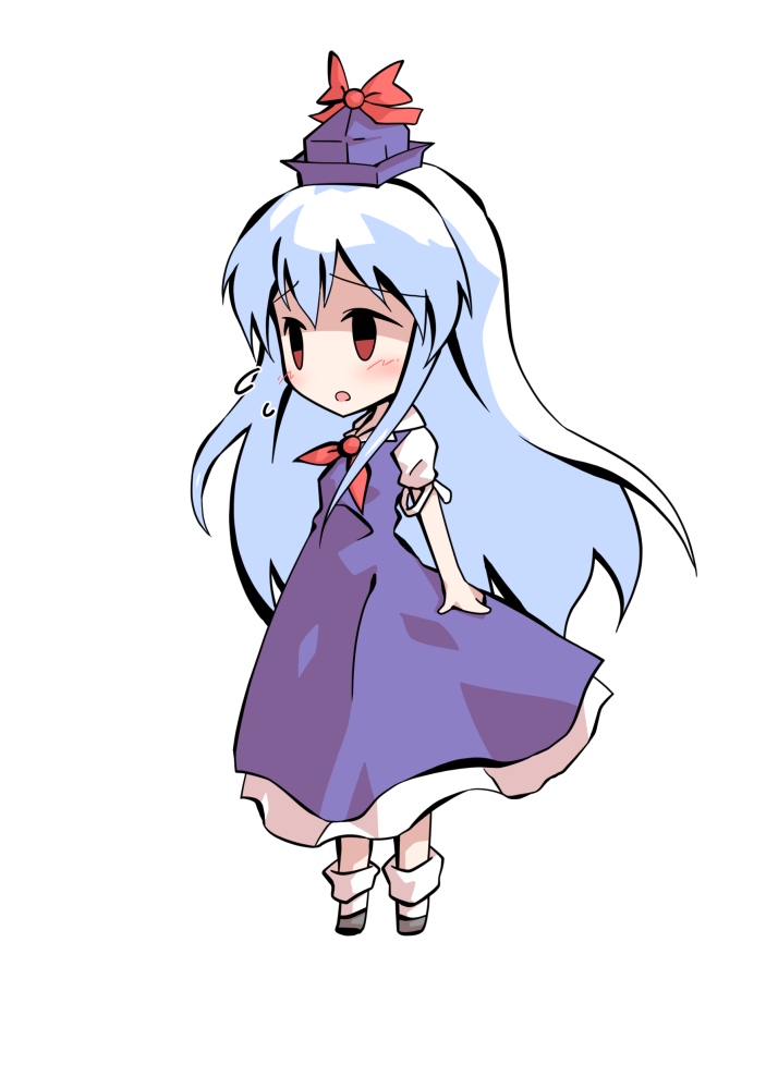 dairi, kamishirasawa keine, touhou, commentary request, large variant set, variant set, 1girl, blue dress, blue hair, blue hat, chibi, chibi only, dress, full body, grey shoes, hat, long hair, neckerchief, red neckerchief, shirt, shoes, short sleeves, socks, solo, tachi-e, transparent background, white shirt, white socks