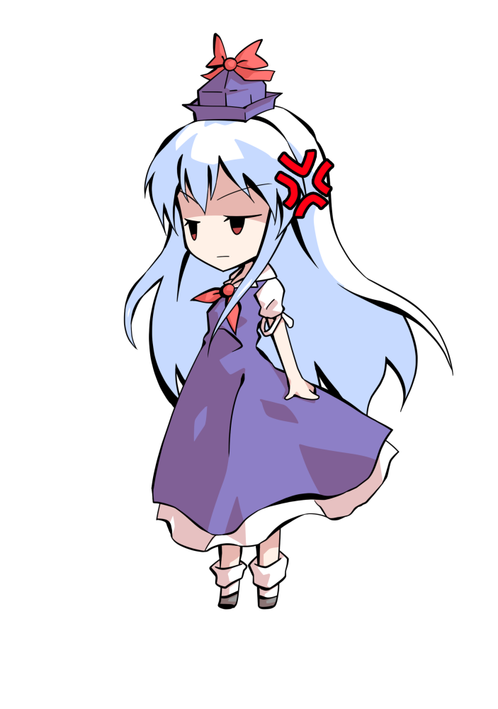 dairi, kamishirasawa keine, touhou, commentary request, large variant set, variant set, 1girl, blue dress, blue hair, blue hat, chibi, chibi only, dress, full body, grey shoes, hat, long hair, neckerchief, red neckerchief, shirt, shoes, short sleeves, socks, solo, tachi-e, transparent background, white shirt, white socks