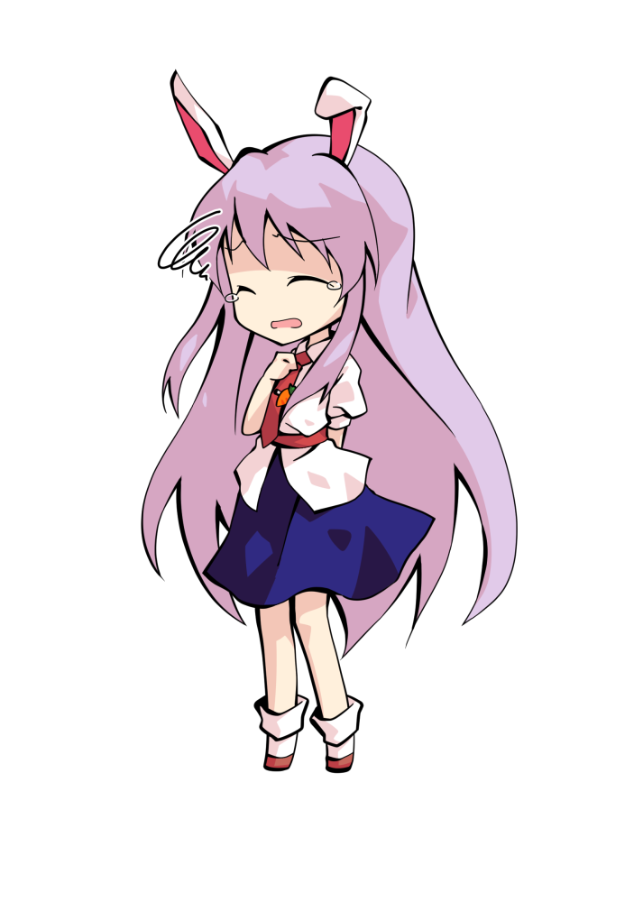 dairi, reisen udongein inaba, touhou, commentary request, large variant set, variant set, 1girl, animal ears, brown shoes, chibi, chibi only, full body, hair between eyes, hand up, long hair, necktie, puffy short sleeves, puffy sleeves, purple hair, rabbit ears, rabbit girl, red necktie, shirt, shoes, short sleeves, socks, solo, standing, tachi-e, transparent background, very long hair, white shirt, white socks