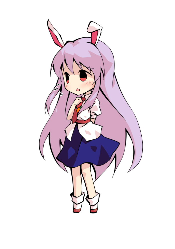 dairi, reisen udongein inaba, touhou, commentary request, large variant set, variant set, 1girl, animal ears, brown shoes, chibi, chibi only, full body, hair between eyes, hand up, long hair, necktie, puffy short sleeves, puffy sleeves, purple hair, rabbit ears, rabbit girl, red necktie, shirt, shoes, short sleeves, socks, solo, standing, tachi-e, transparent background, very long hair, white shirt, white socks