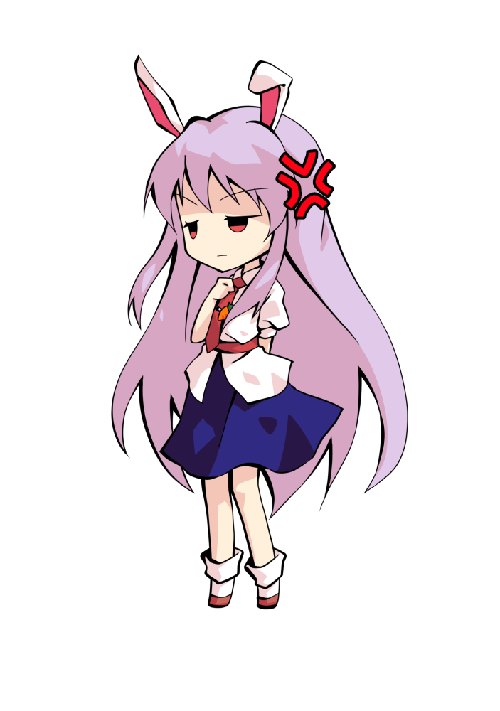 dairi, reisen udongein inaba, touhou, commentary request, large variant set, variant set, 1girl, animal ears, brown shoes, chibi, chibi only, full body, hair between eyes, hand up, long hair, necktie, puffy short sleeves, puffy sleeves, purple hair, rabbit ears, rabbit girl, red necktie, shirt, shoes, short sleeves, socks, solo, standing, tachi-e, transparent background, very long hair, white shirt, white socks
