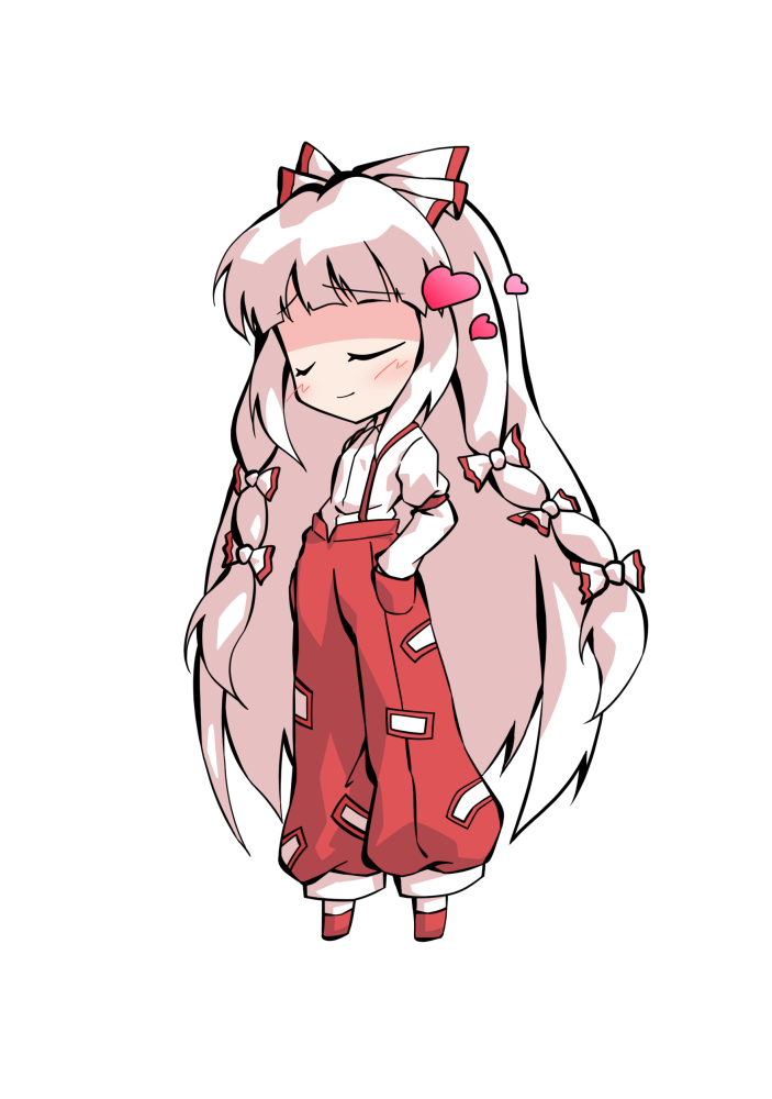 dairi, fujiwara no mokou, touhou, commentary request, large variant set, variant set, 1girl, chibi, chibi only, collared shirt, full body, hands in pockets, long hair, long sleeves, pants, red pants, red shoes, shirt, shoes, sidelocks, socks, solo, suspender pants, tachi-e, transparent background, very long hair, white hair, white shirt, white socks