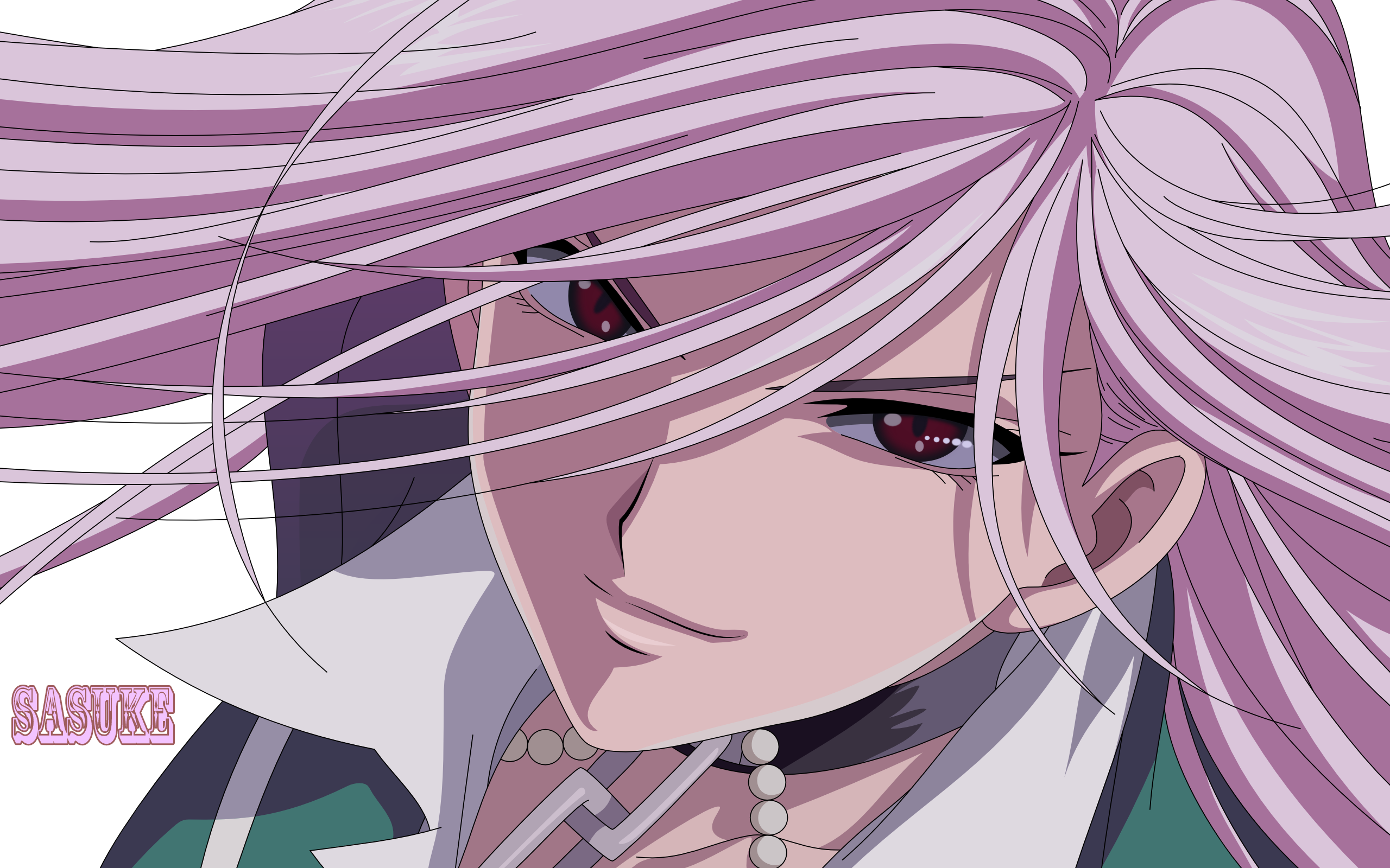 akashiya moka, inner moka, rosario+vampire, silver hair, derivative work, highres, vector trace, 00s, long hair, red eyes, slit pupils, solo, vampire