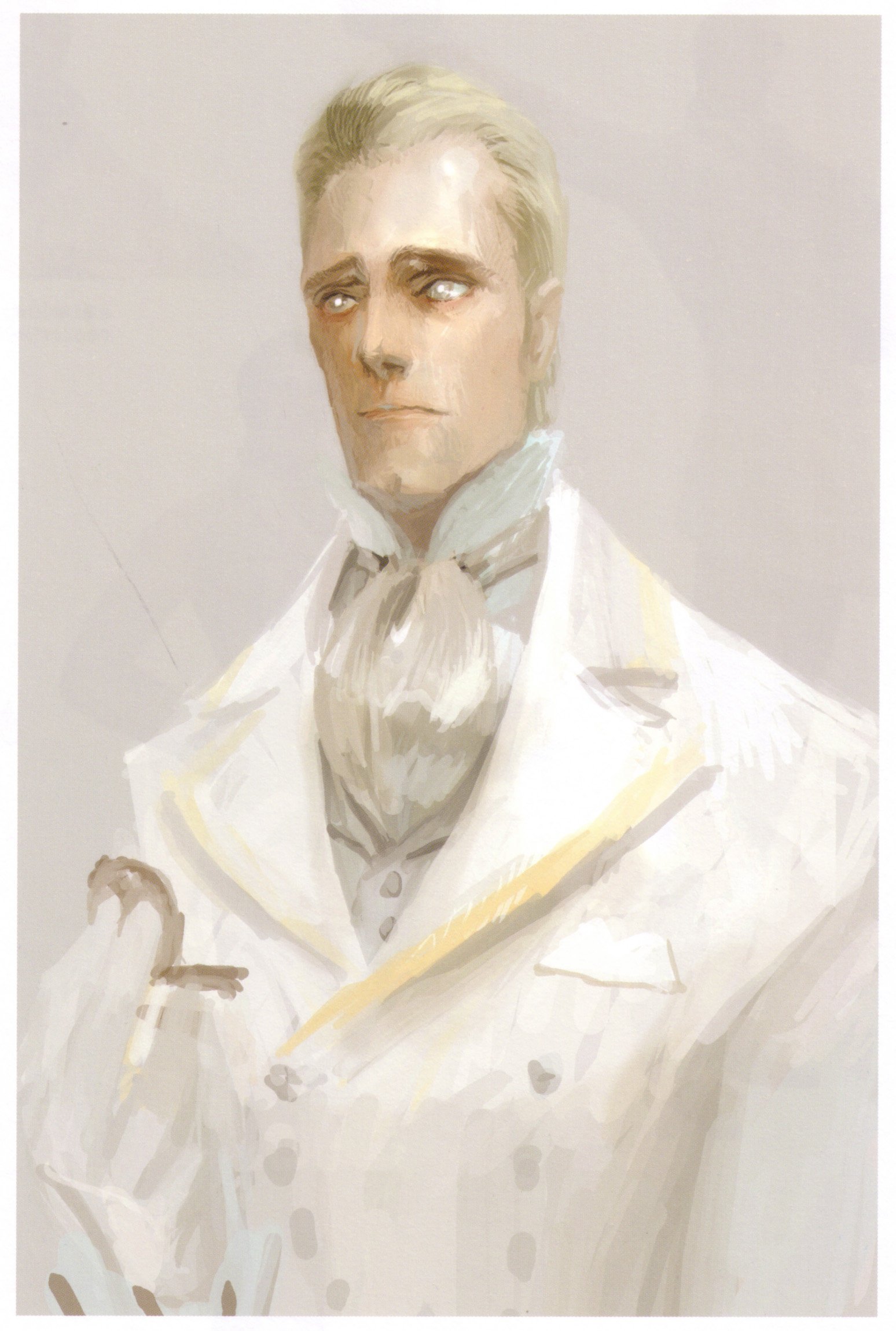 fortinbras, capcom, onimusha, onimusha: dawn of dreams, highres, 1boy, ascot, blonde hair, formal clothes, male focus, pocket watch, solo, suit, watch