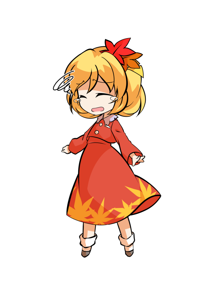 dairi, aki shizuha, touhou, commentary request, large variant set, variant set, 1girl, a-pose, autumn leaves, blonde hair, buttons, chibi, chibi only, contrast collar, full body, grey shoes, hair between eyes, hair ornament, leaf, leaf hair ornament, leaf print, legs apart, long skirt, outstretched arms, red skirt, shoes, short hair, skirt, socks, solo, tachi-e, transparent background, white socks