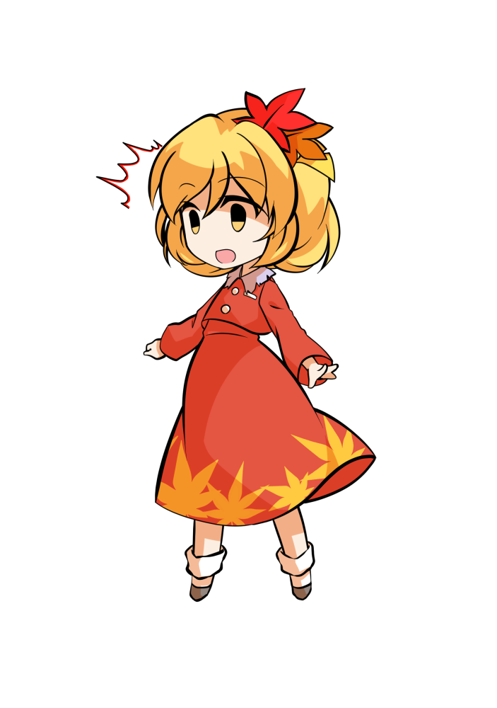 dairi, aki shizuha, touhou, commentary request, large variant set, variant set, 1girl, a-pose, autumn leaves, blonde hair, buttons, chibi, chibi only, contrast collar, full body, grey shoes, hair between eyes, hair ornament, leaf, leaf hair ornament, leaf print, legs apart, long skirt, outstretched arms, red skirt, shoes, short hair, skirt, socks, solo, tachi-e, transparent background, white socks