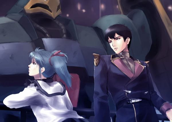 izumi rion, gyunei guss, jagd doga, jagd doga gyunei custom, quess paraya, char's counterattack, gundam, bad id, bad pixiv id, blue hair, mecha, military, military uniform, robot, short twintails, twintails