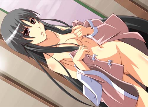shin'ya (nanp), houraisan kaguya, touhou, lowres, 1girl, black hair, breasts, female focus, long hair, nude, solo