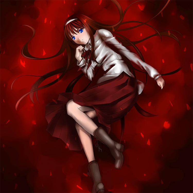 tomiwo, tohno akiha, toono akiha, vermillion akiha, tsukihime, bad id, bad pixiv id, 00s, blue eyes, long hair, red hair, skirt, solo