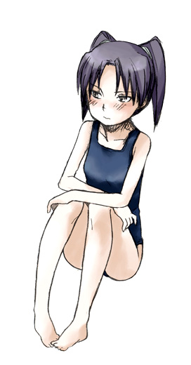 moko, amasawa yuuko, dennou coil, 00s, one-piece swimsuit, solo, swimsuit, twintails