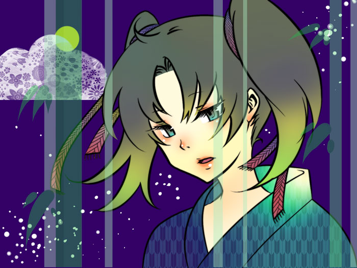 yoroi gen, amasawa yuuko, dennou coil, 00s, japanese clothes, kimono, solo, twintails