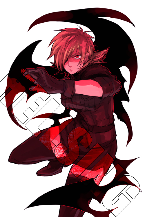 sudachips, seras victoria, hellsing, uniform, bad id, bad pixiv id, 1girl, blonde hair, female focus, gloves, hair over one eye, miniskirt, red eyes, single glove, skirt, solo, thighhighs, vampire, zettai ryouiki