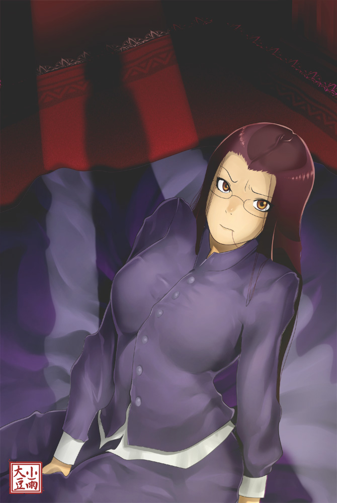 kosame daizu, 1girl, female focus, glasses, hair in own mouth, long hair, pajamas, rug, solo