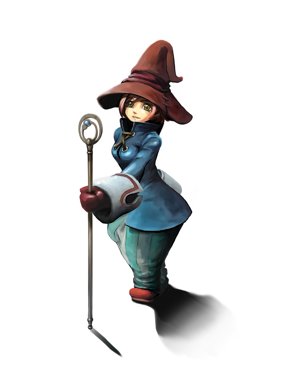 meru (pixiv), ryou (effort), vivi ornitier, vivi orunitia, final fantasy, final fantasy ix, bad id, bad pixiv id, gender request, highres, 00s, 1girl, female focus, genderswap, hat, solo, staff, yellow eyes