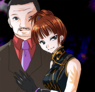 ushiromiya eva, ushiromiya hideyoshi, umineko no naku koro ni, lowres, 00s, 1boy, 1girl, couple, grey eyes, hetero, orange hair