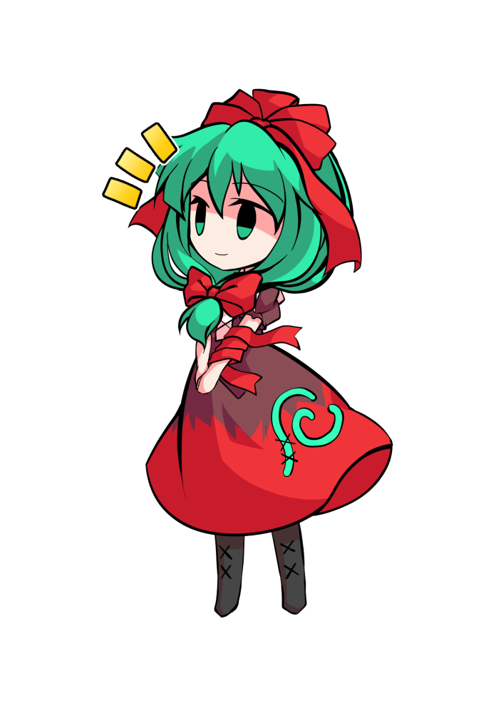 dairi, kagiyama hina, touhou, commentary request, large variant set, variant set, 1girl, arm ribbon, black boots, boots, chibi, chibi only, dress, full body, green hair, hair between eyes, hair ribbon, medium hair, own hands together, puffy short sleeves, puffy sleeves, red dress, red ribbon, ribbon, short sleeves, solo, tachi-e, transparent background