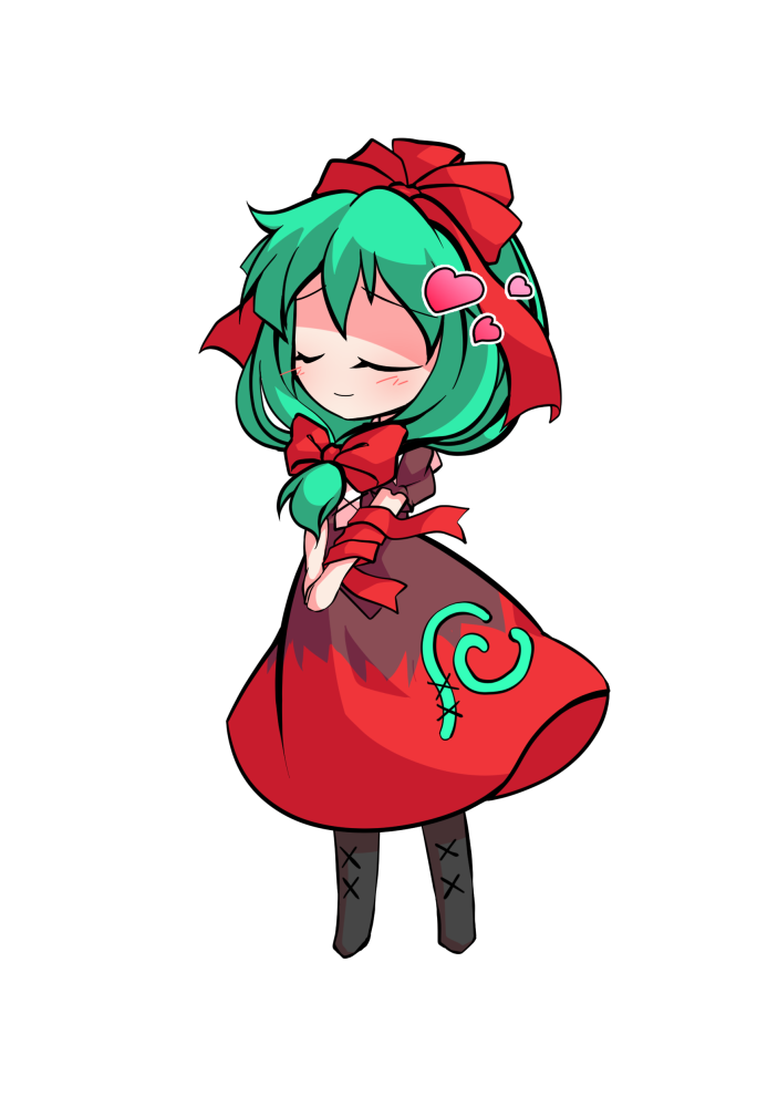 dairi, kagiyama hina, touhou, commentary request, large variant set, variant set, 1girl, arm ribbon, black boots, boots, chibi, chibi only, dress, full body, green hair, hair between eyes, hair ribbon, medium hair, own hands together, puffy short sleeves, puffy sleeves, red dress, red ribbon, ribbon, short sleeves, solo, tachi-e, transparent background