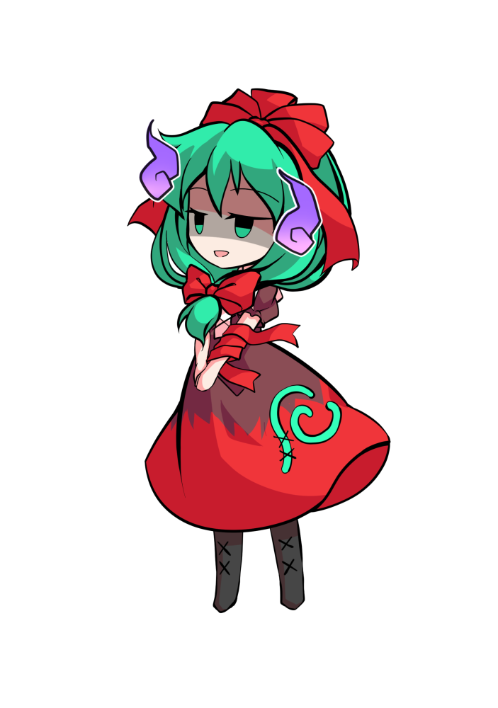 dairi, kagiyama hina, touhou, commentary request, large variant set, variant set, 1girl, arm ribbon, black boots, boots, chibi, chibi only, dress, full body, green hair, hair between eyes, hair ribbon, medium hair, own hands together, puffy short sleeves, puffy sleeves, red dress, red ribbon, ribbon, short sleeves, solo, tachi-e, transparent background