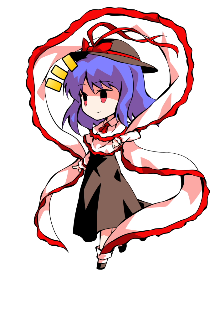 dairi, nagae iku, touhou, commentary request, large variant set, variant set, 1girl, black hat, black shoes, black skirt, capelet, chibi, chibi only, frilled capelet, frills, full body, hagoromo, hat, long skirt, long sleeves, medium hair, purple hair, shawl, shirt, shoes, skirt, socks, solo, tachi-e, transparent background, white shirt, white socks