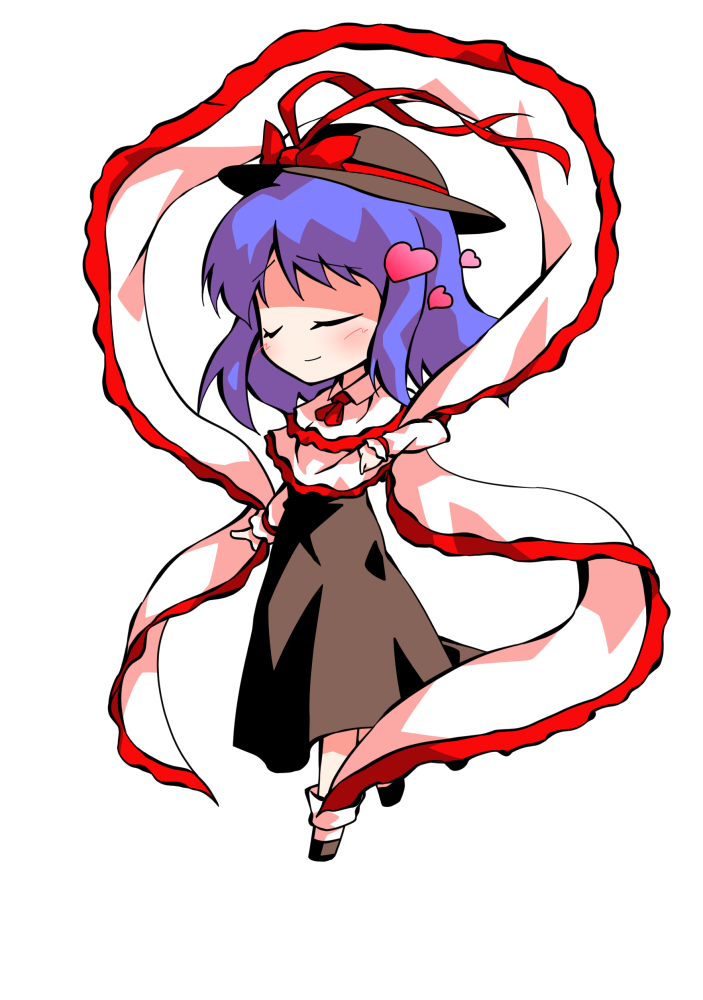 dairi, nagae iku, touhou, commentary request, large variant set, variant set, 1girl, black hat, black shoes, black skirt, capelet, chibi, chibi only, frilled capelet, frills, full body, hagoromo, hat, long skirt, long sleeves, medium hair, purple hair, shawl, shirt, shoes, skirt, socks, solo, tachi-e, transparent background, white shirt, white socks
