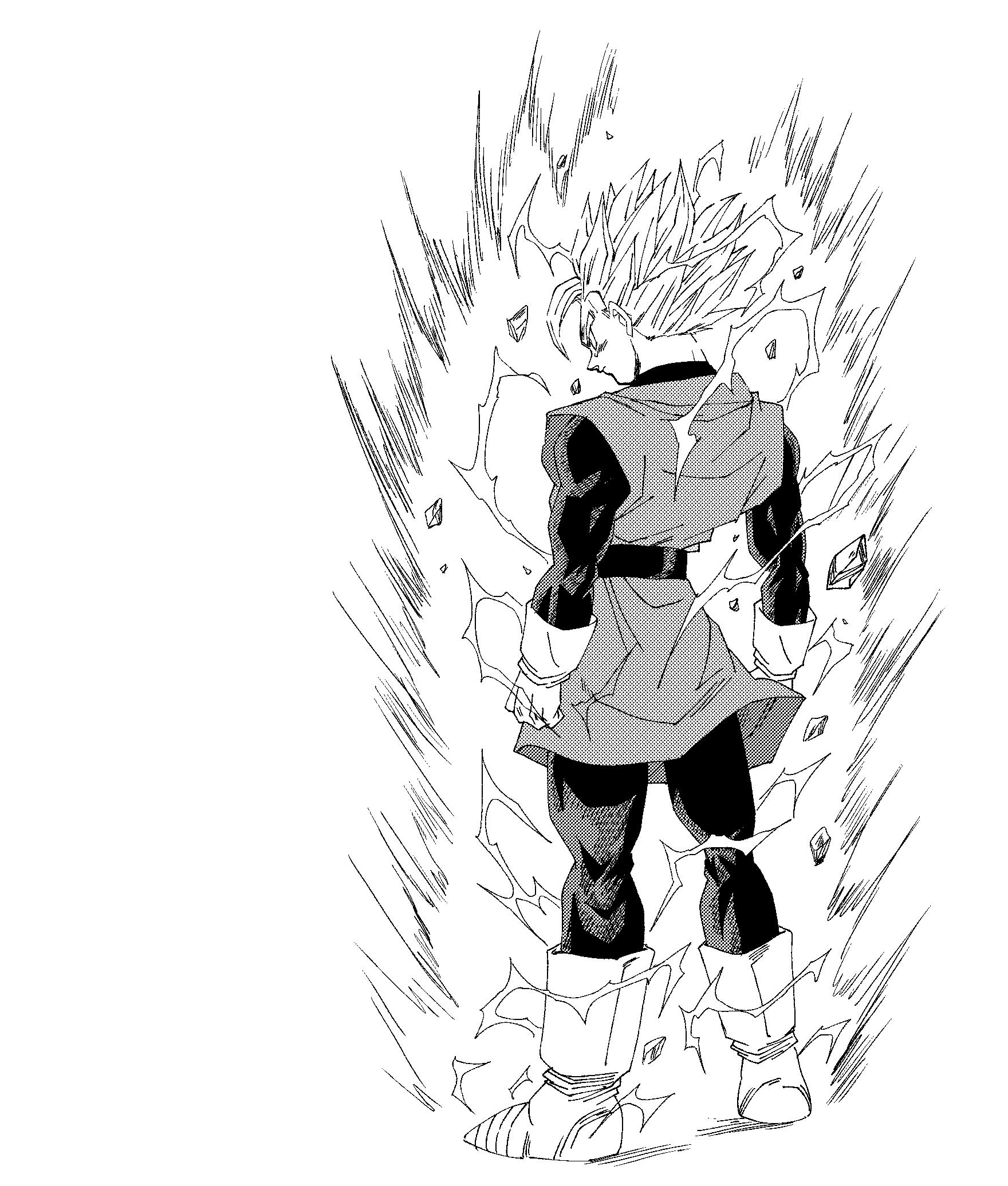 fenyon, son gohan, dragon ball, dragonball z, highres, 1boy, aura, bodysuit, boots, electricity, gloves, greyscale, halftone, monochrome, short hair, simple background, solo, spiked hair, super saiyan, super saiyan 2, tunic, white background