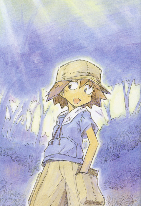 kurihara nagisa, sketchbook full colors, scan, 00s, :3, hat, shorts, solo