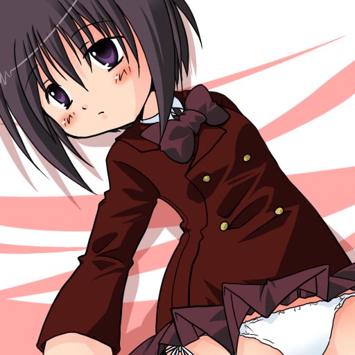 kawazoe tamaki, bamboo blade, 00s, clothes lift, lowleg, lowleg panties, panties, pantyshot, school uniform, serafuku, side-tie panties, skirt, skirt lift, solo, underwear, white panties