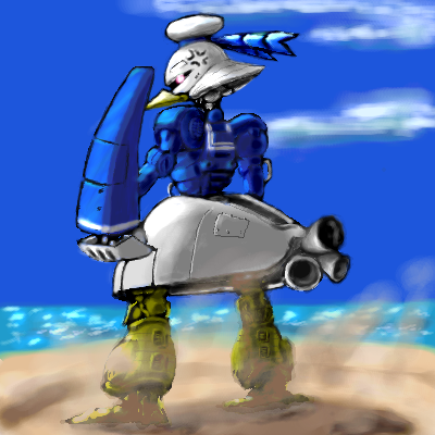 baund doc, donald duck, disney, gundam, lowres, anger vein, crossover, fusion, mecha, oekaki, parody, robot, what