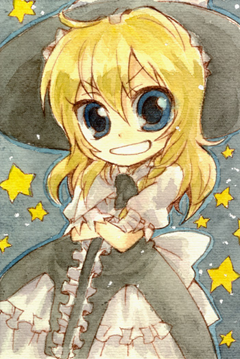 kamoi hayato, kirisame marisa, touhou, 1girl, chibi, female focus, solo