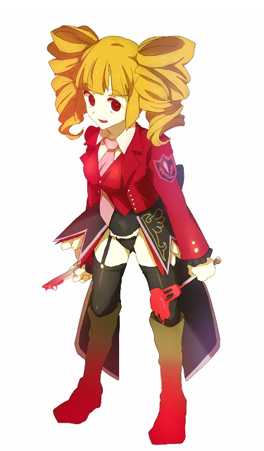beelzebub (umineko), umineko no naku koro ni, 00s, 1girl, blonde hair, blood, boots, curly hair, drill hair, female focus, leotard, necktie, pink necktie, solo, thighhighs