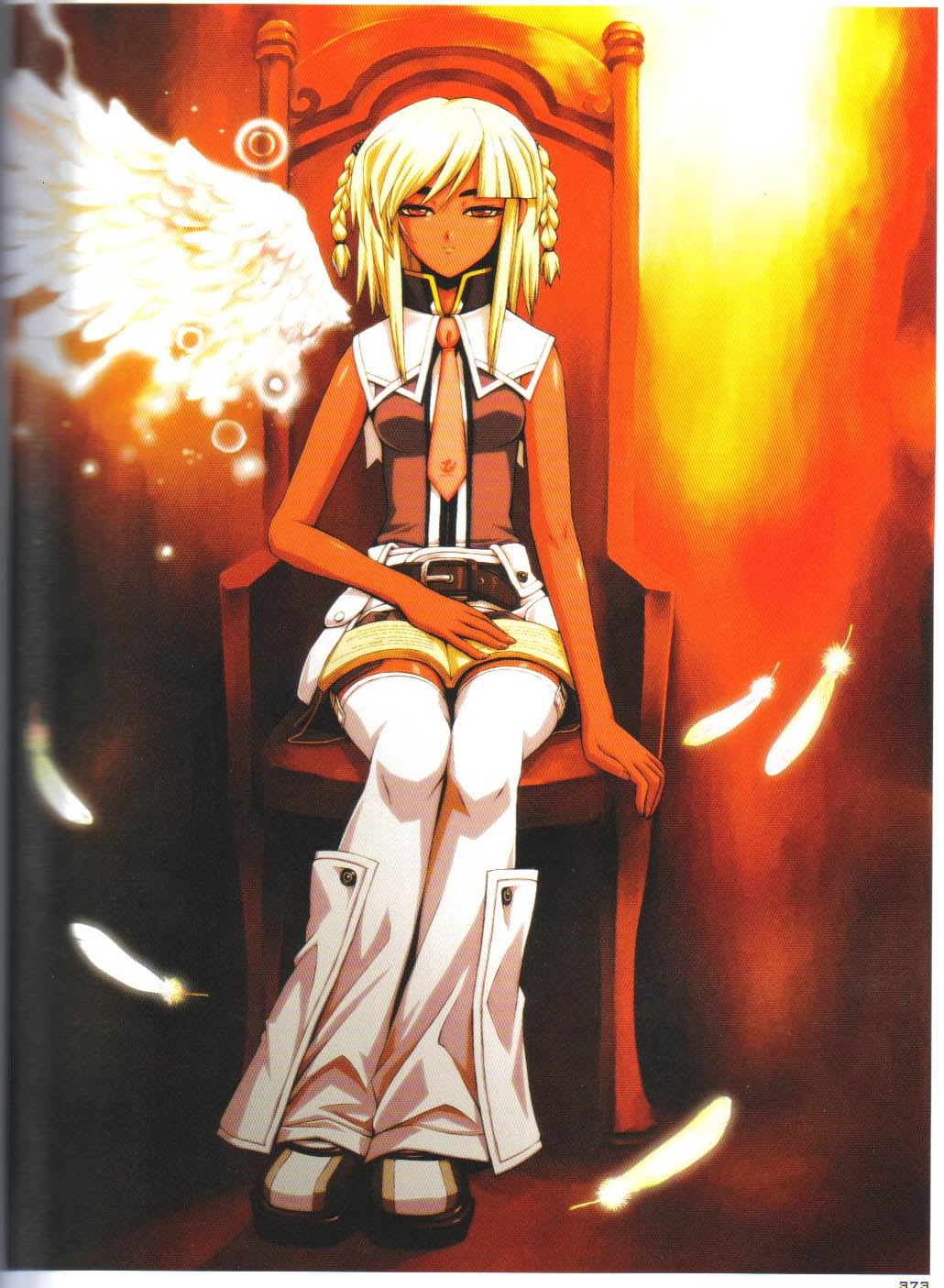 goli matsumoto, xiatian (beatmania), beatmania iidx, bemani, artbook, highres, tagme, angel, angel wings, dark skin, wings