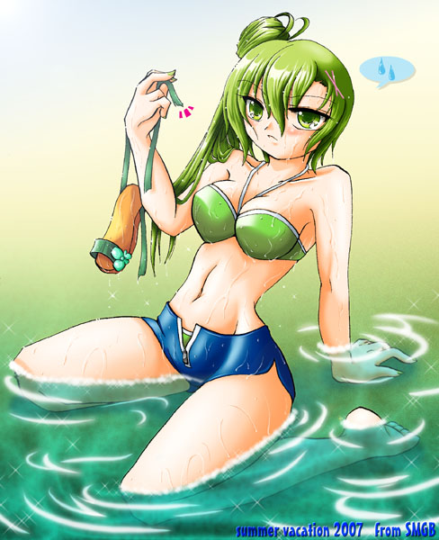 kitami erika, beatmania iidx, bemani, tagme, green hair, swimsuit
