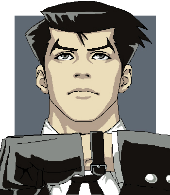 ug (ugg), roger smith, the big o, bad id, bad pixiv id, lowres, 1boy, black hair, grey eyes, male focus, oekaki, solo