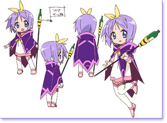 hiiragi tsukasa, lucky star, lowres, official art, 00s, balsamic vinegar, cape, production art, staff