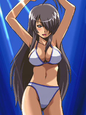 kan'u unchou, ikkitousen, lowres, 00s, bikini, jaggy lines, oekaki, solo, swimsuit