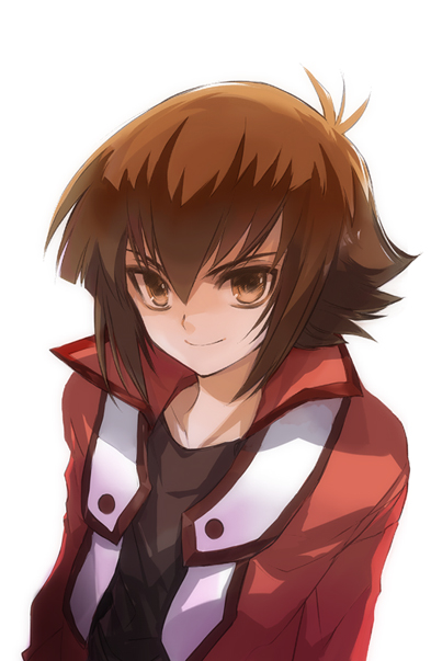 ni (2shi), yuki judai, yu-gi-oh!, yu-gi-oh! gx, bad id, bad pixiv id, 1boy, brown eyes, brown hair, duel academy uniform (yu-gi-oh! gx), male focus, osiris red uniform, solo