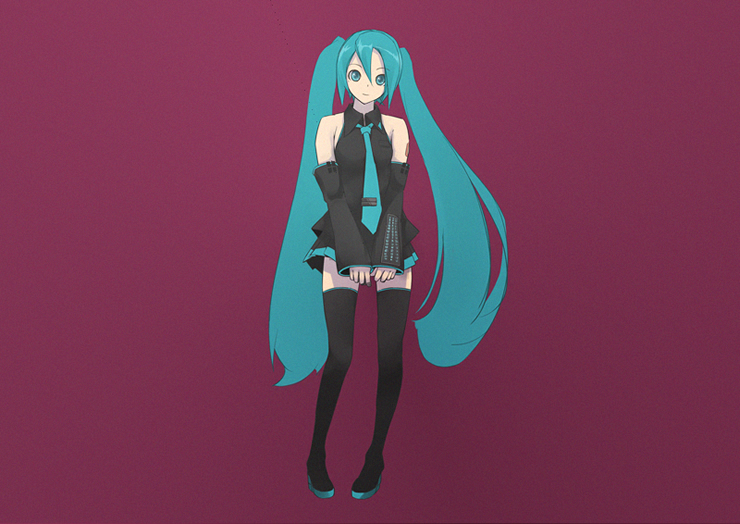 roony, hatsune miku, vocaloid, legs, long hair, solo, thighhighs, twintails, very long hair, zettai ryouiki