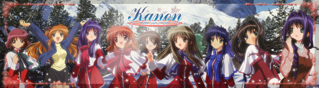 amano mishio, kawasumi mai, kurata sayuri, minase akiko, minase nayuki, misaka kaori, misaka shiori, sawatari makoto, tsukimiya ayu, kanon, 6+girls, banner, blue hair, brown hair, forest, hair intakes, key, key girls fc, mountain, multiple girls, nature, nyebla rapya, orange hair, red hair, ribbon, school uniform, serafuku, smile, snow