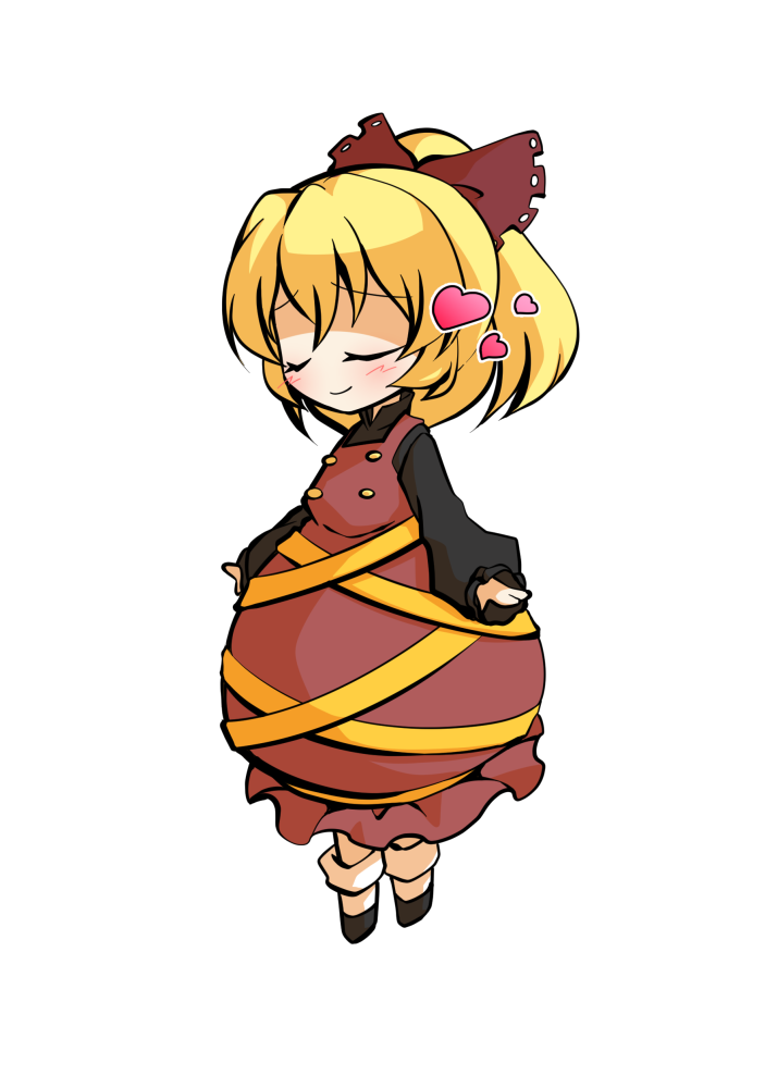 dairi, kurodani yamame, touhou, commentary request, large variant set, variant set, 1girl, black shirt, black shoes, blonde hair, bow, brown bow, brown dress, buttons, chibi, chibi only, dress, full body, hair bow, medium hair, parody, shirt, shoes, socks, solo, style parody, tachi-e, transparent background, white socks
