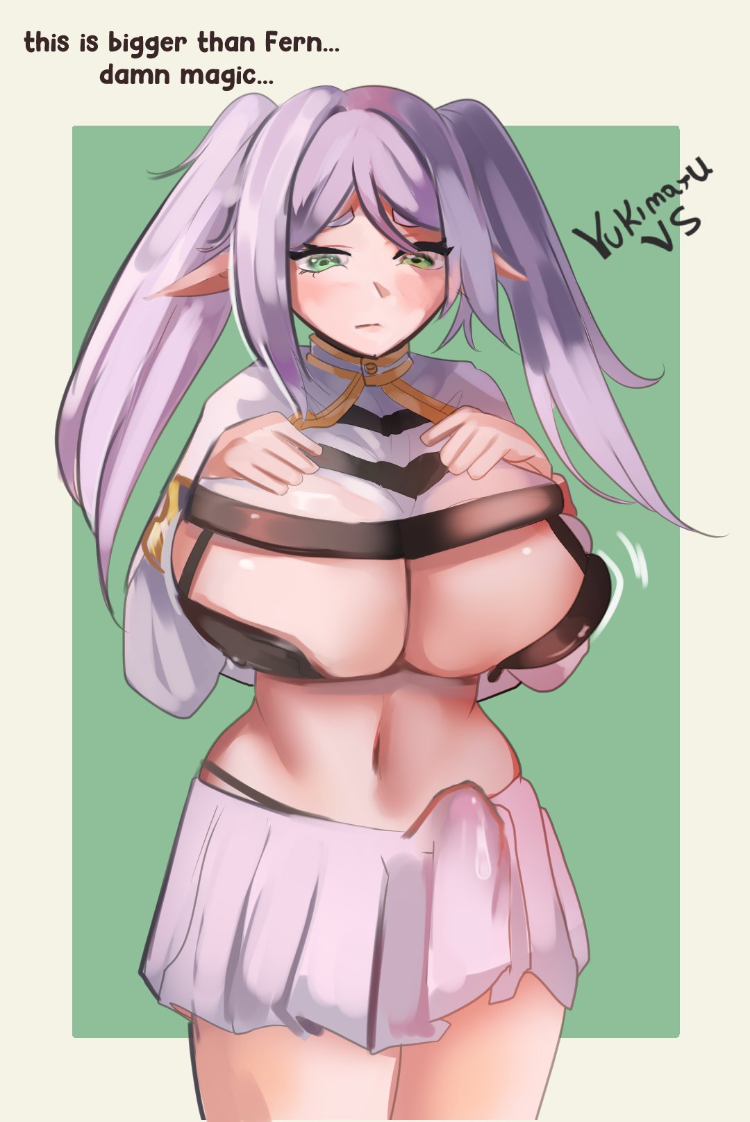 yukimaruvs, frieren, sousou no frieren, highres, breast expansion, breasts, futanari, large breasts