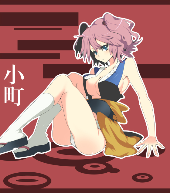 kei+, onozuka komachi, touhou, bad id, bad pixiv id, 1girl, breasts, female focus, large breasts, panties, short hair, skirt, solo, underwear, white panties