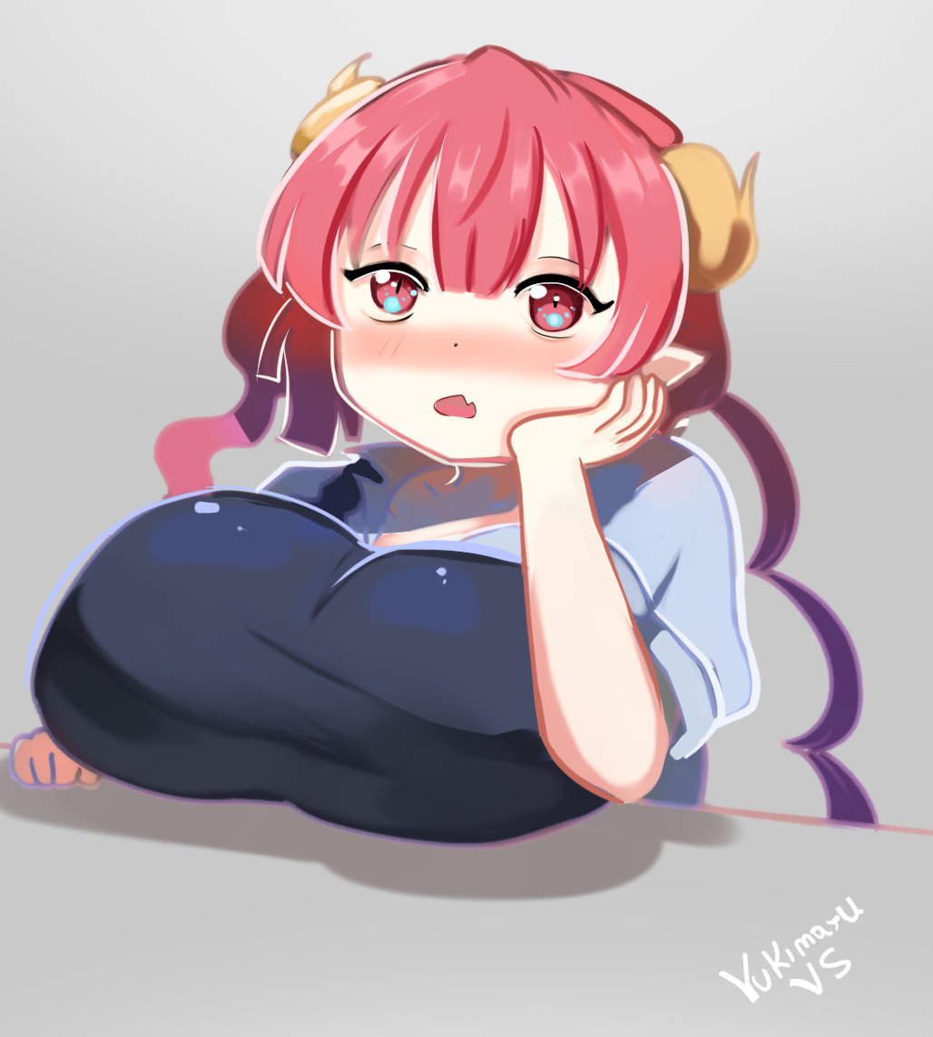yukimaruvs, ilulu (maidragon), tagme, breasts, large breasts