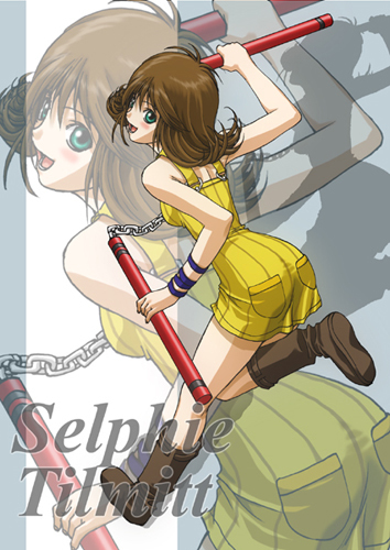 selphie tilmitt, final fantasy, final fantasy viii, lowres, 1990s (style), brown hair, weapon