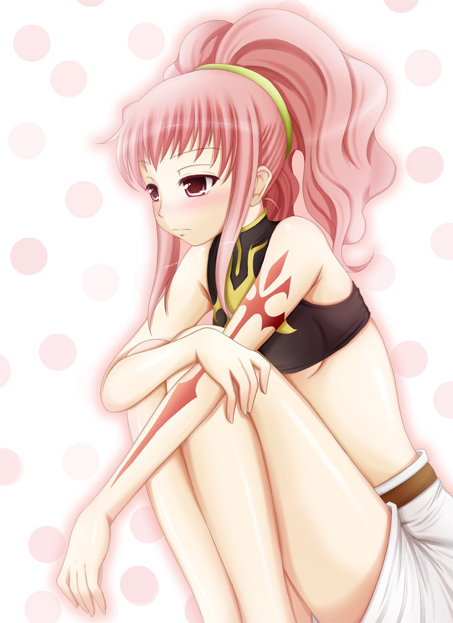 mazakura senju, anya alstreim, code geass, bad id, bad pixiv id, highres, 00s, 1girl, bare shoulders, blush, breasts, female focus, medium breasts, pink eyes, pink hair, sleeveless, sleeveless turtleneck, solo, turtleneck, underboob