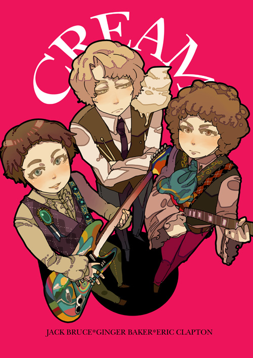 koyama kariko, eric clapton, cream (band), ginger baker, guitar, instrument, jack bruce, what