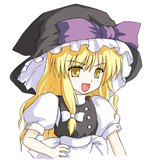 kotowari (newtype kenkyuujo), kirisame marisa, touhou, 1girl, blonde hair, female focus, hat, solo, witch, witch hat, yellow eyes