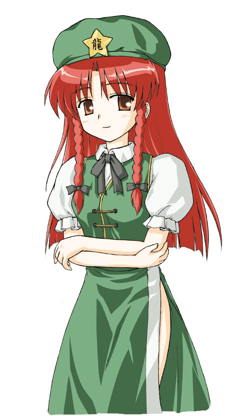 kotowari (newtype kenkyuujo), hong meiling, embodiment of scarlet devil, touhou, 1girl, china dress, chinese clothes, dress, female focus, red eyes, red hair, solo